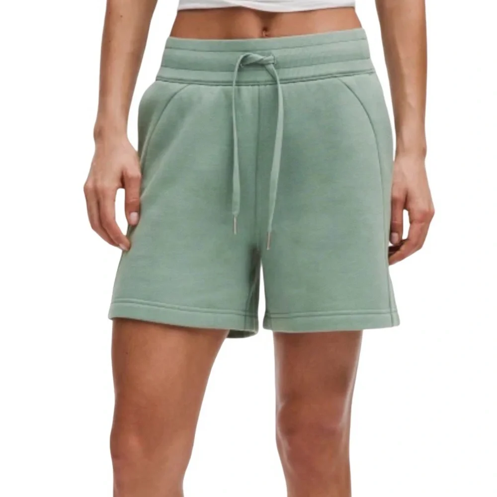 Lululemon Athletica Scuba High Rise Sage Green Athletic Drawstring Waist Shorts